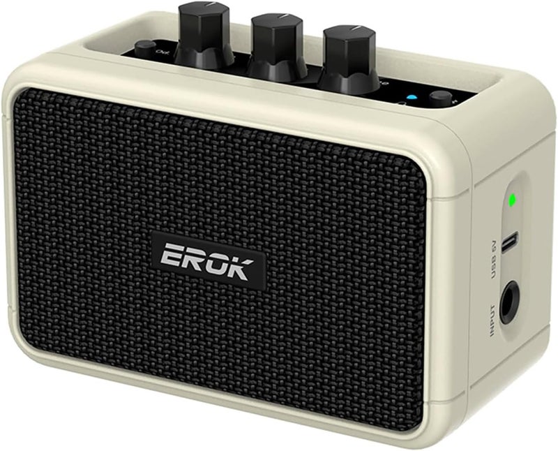 EROK Mini Electric Guitar Amplifier, with Clean Overdrive Effects,Support BT/Headphone Connection,5W Indoor Music Pratice Speaker (Beige) - Image 1